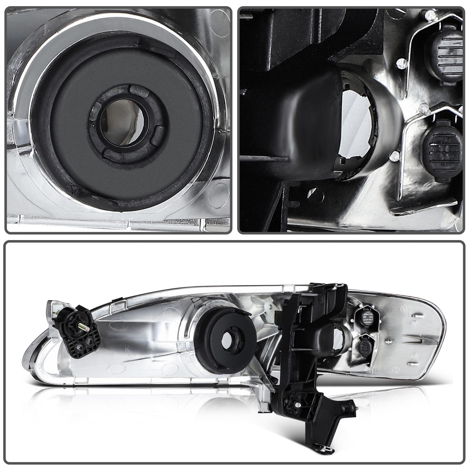 Pair Kit Headlights Assembly For 1998-2000 Toyota For Corolla 1.8L Black Amber 6B93BC-57