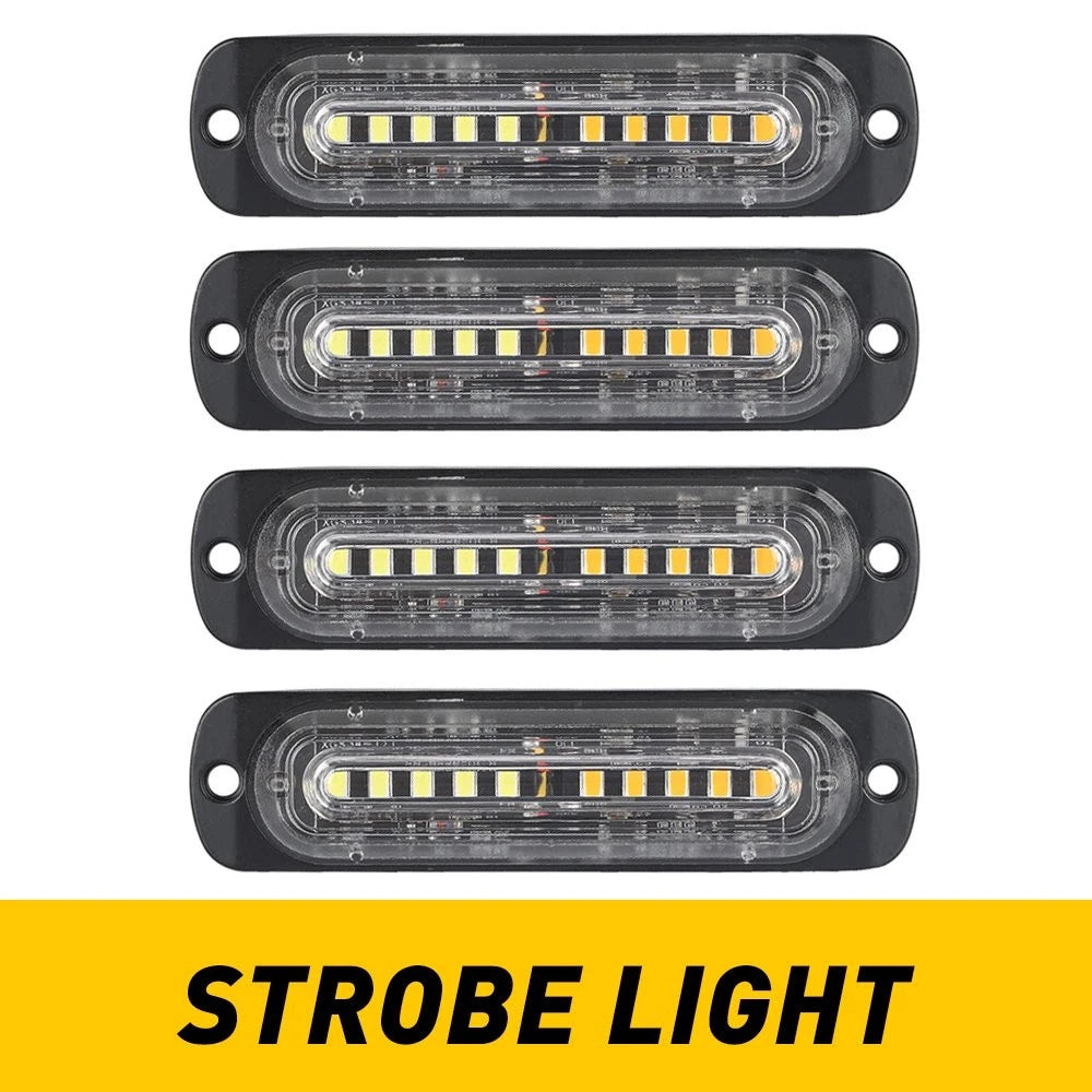 4X LED Strobe Light Emergency Beacon Warning Hazard Flash Car Truck Amber/White 6B93BC-57