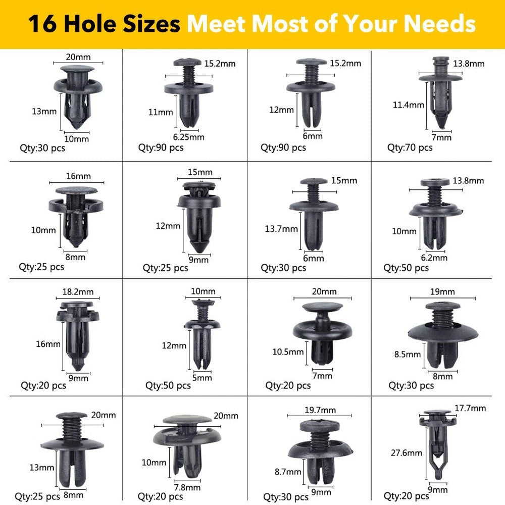 625Pcs Trunk Screw Rivets Car Bumper Fender for Auto Plastic Fastener Clips EOA 6B93BC-57