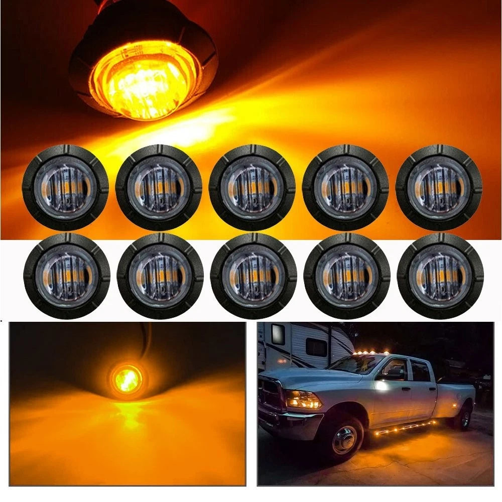 Smoked Round Side Marker lights 3/4"LED Bullet Light Truck Trailer amber Light A 6B93BC-57