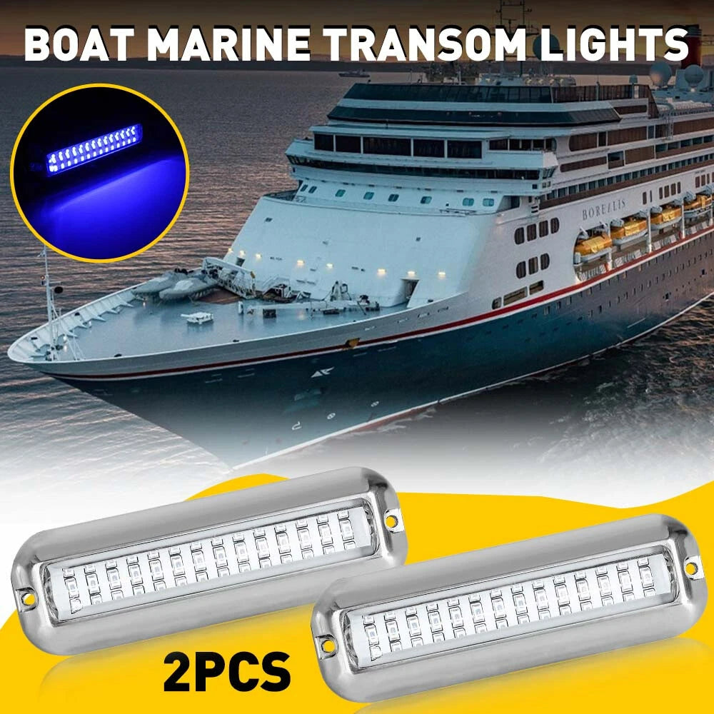 42 LED Green 316 Stainless Steel Underwater Boat Transom Marine Lights Pontoon 6B93BC-57