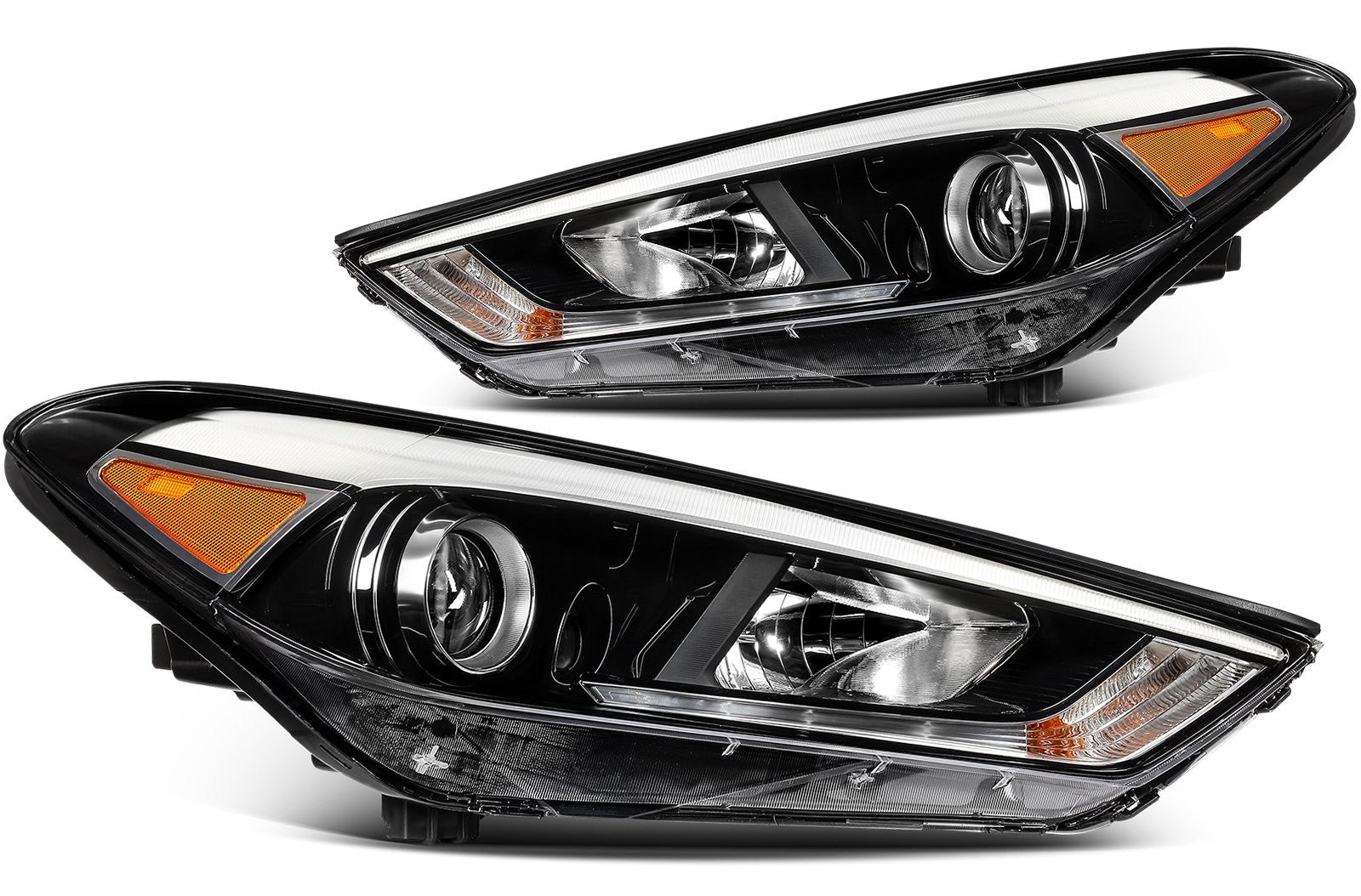 LED DRL Headlights Assembly Pair For 2018 2017 2016 Hyundai Tucson w/Projector 6B93BC-57
