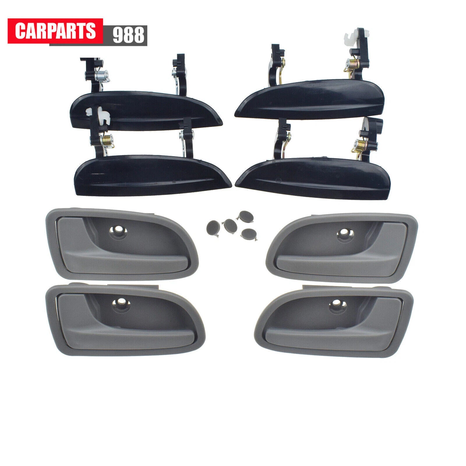 Set of 8 Outside Black & Inside Gray Door Handle For 2003 2004-2005 Kia Rio 1.6L 6B93BC-57