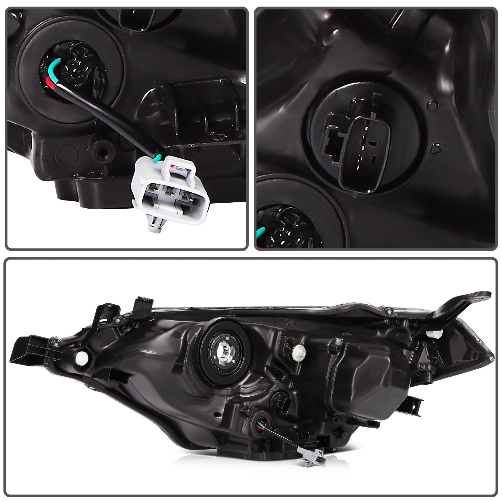 Pair Kit Headlights Assembly For 2014-2016 Toyota For Corolla 1.8L Black Amber 6B93BC-57