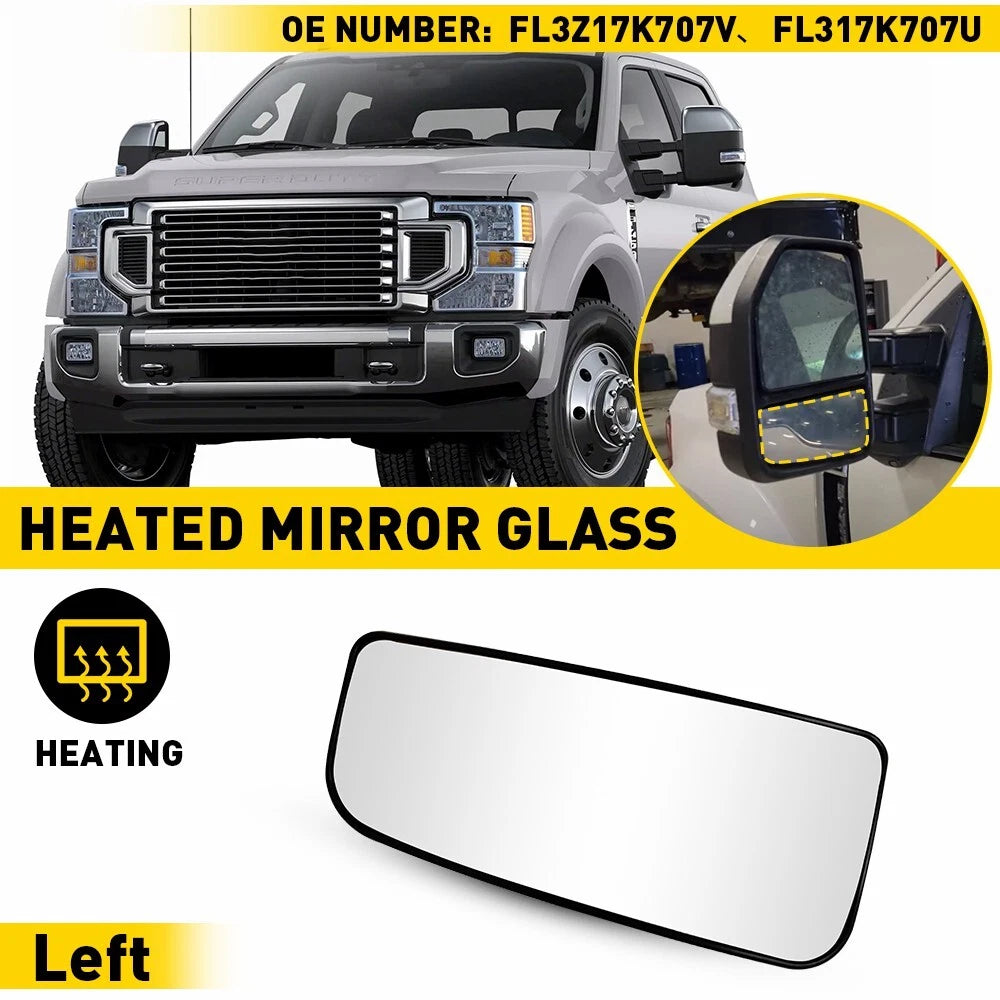 Lower Tow Mirror Glass Heated Driver Side For 2017-2022 FORD F250 F350 F450 F550 6B93BC-57