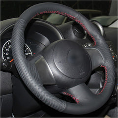 Leather Steering Wheel Hand-stitch on Wrap Cover For Nissan March Sunny Almera