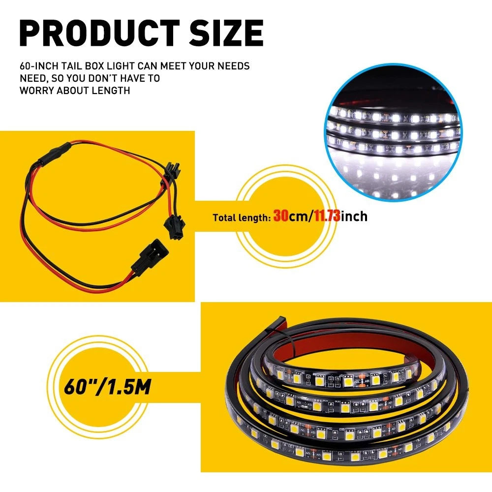 60" White LED Cargo Bed Light Bar Van Pickup Truck Lighting Strip For ford USEOA 6B93BC-57
