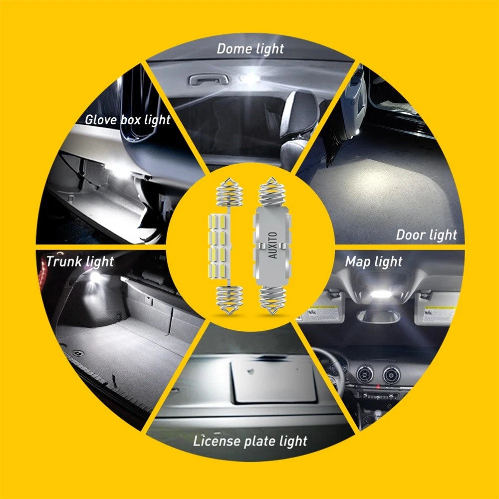 4X 578 39mm-42mm Interior Festoon LED Lights Bulb For Map Dome Trunk White US 6B93BC-57