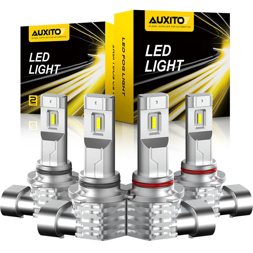 4x AUXITO 9005 9006 Combo LED Headlight Bulbs High Low Beam Kit Extremely White AUXITO