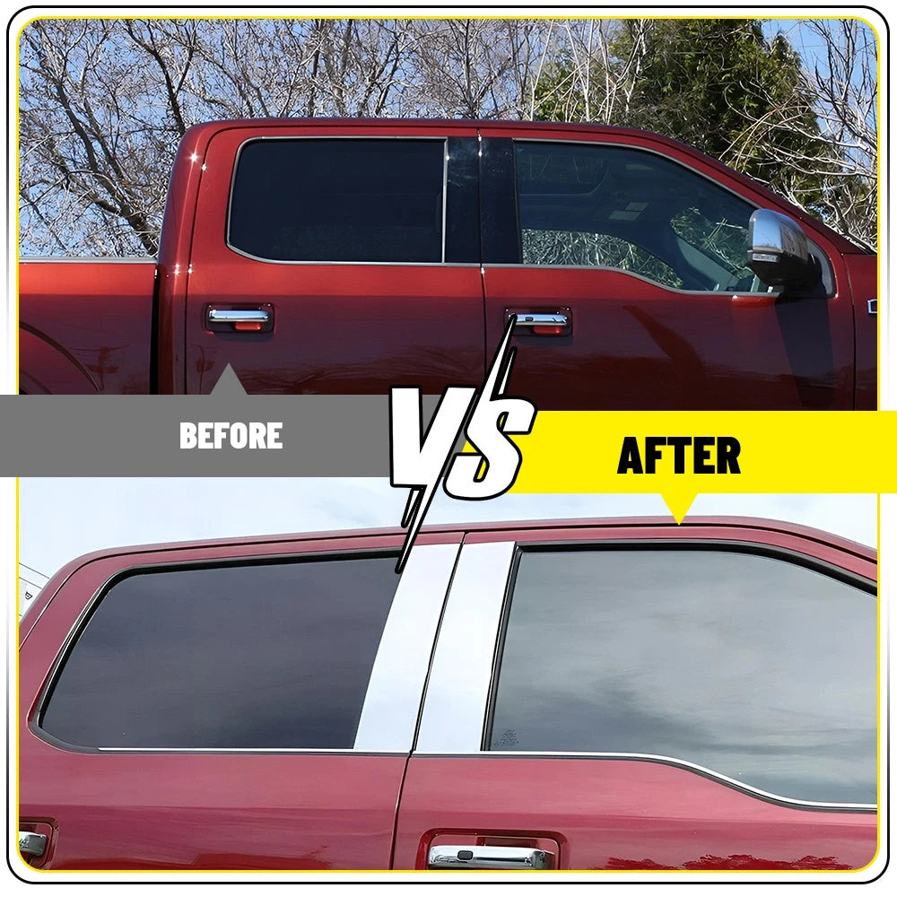 4pcs Chrome Window Center Pillar Posts Strip Door Trim for Ford F150 2015-2021 A 6B93BC-57