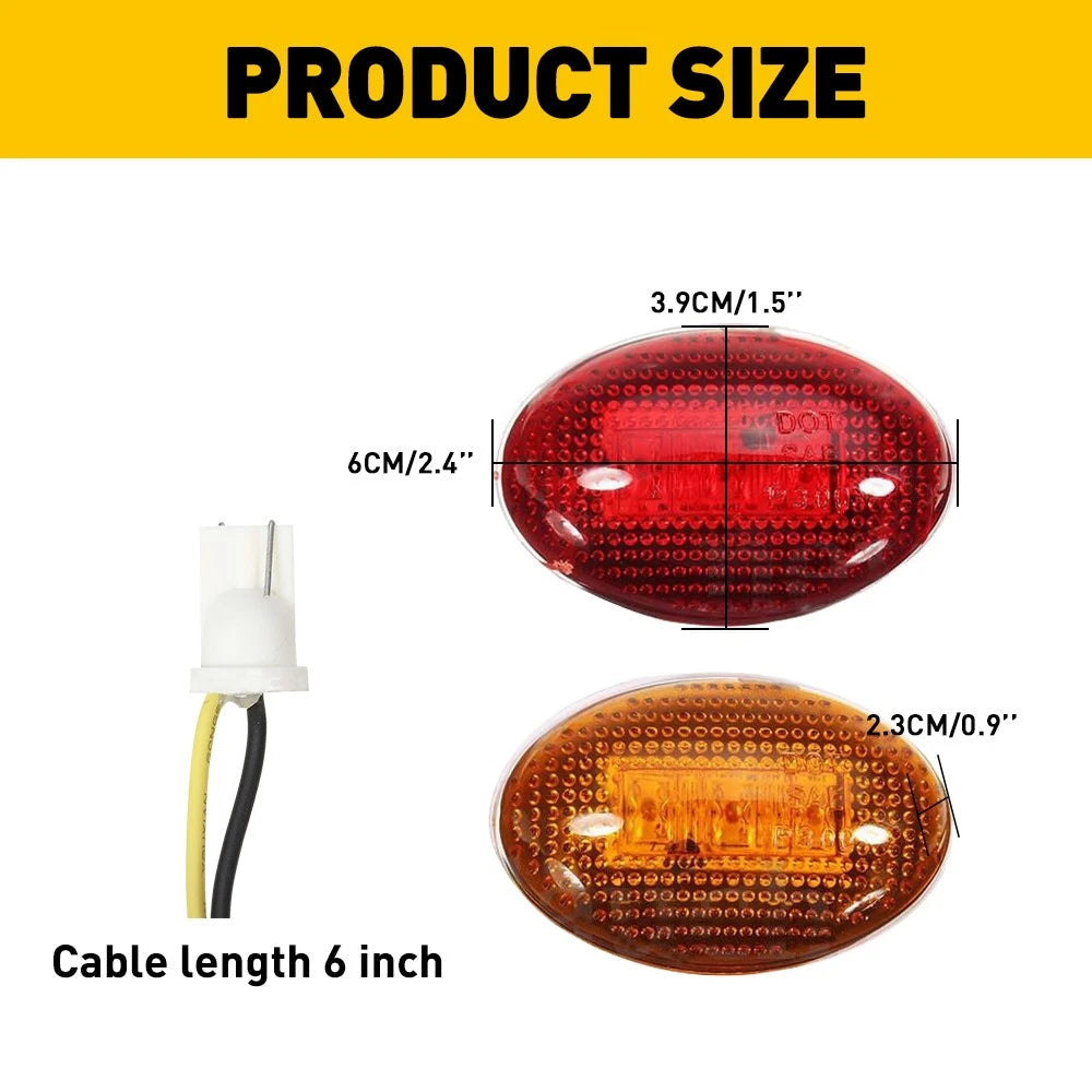 For 99-10 Ford F350 Red Amber LED Dually Fender Marker Lights w/ ID Tail Light 6B93BC-57