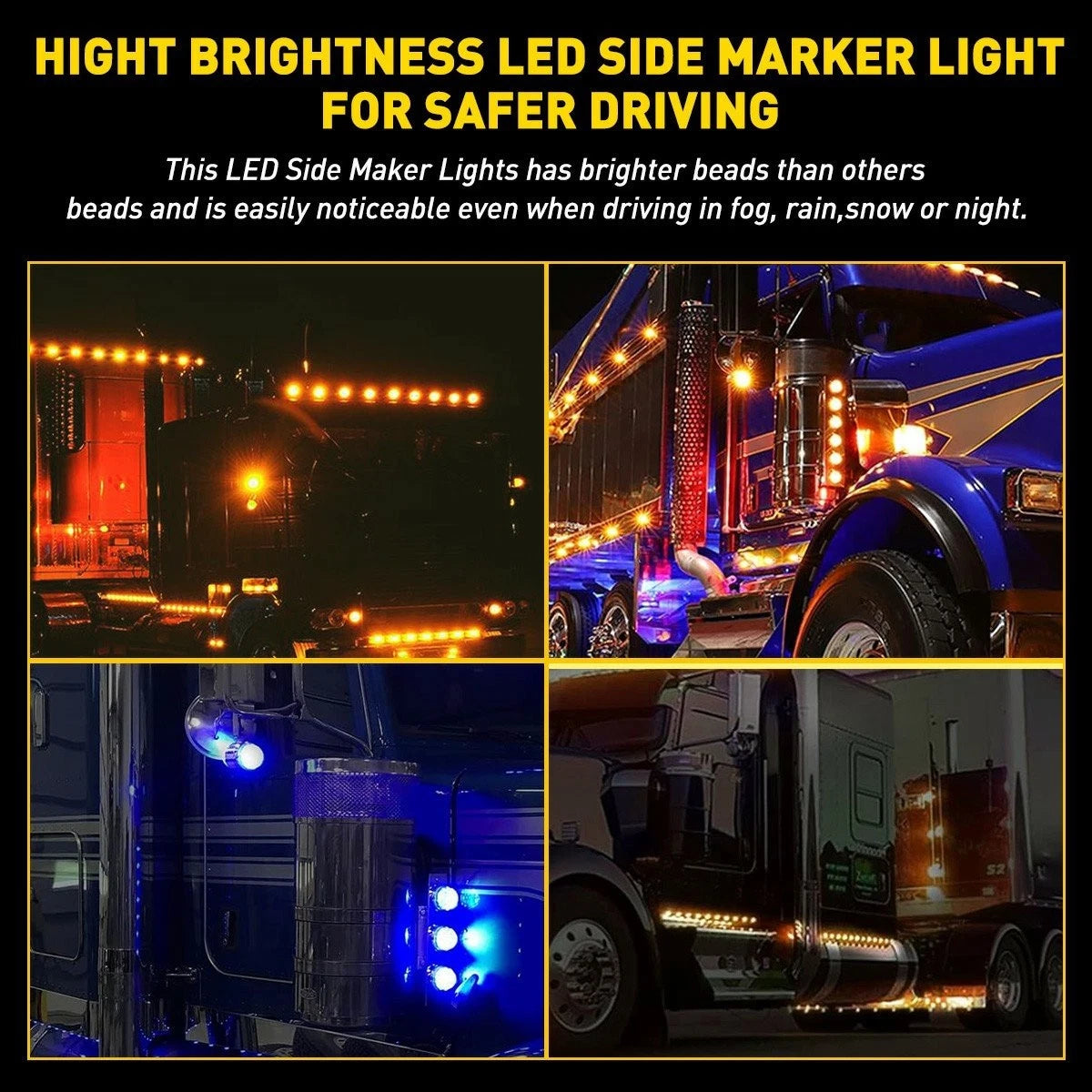 2PCS LED Watermelon Lights Indicator Side Marker Clearance Lamp Truck Trailer EA 6B93BC-57