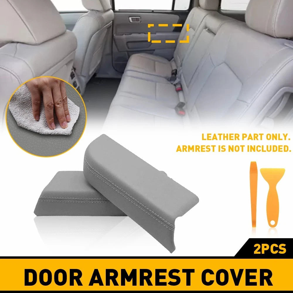 Fits 2009-2015 Honda Pilot Leather Rear Door Panels Armrest Cover 2pcs Gray 6B93BC-57