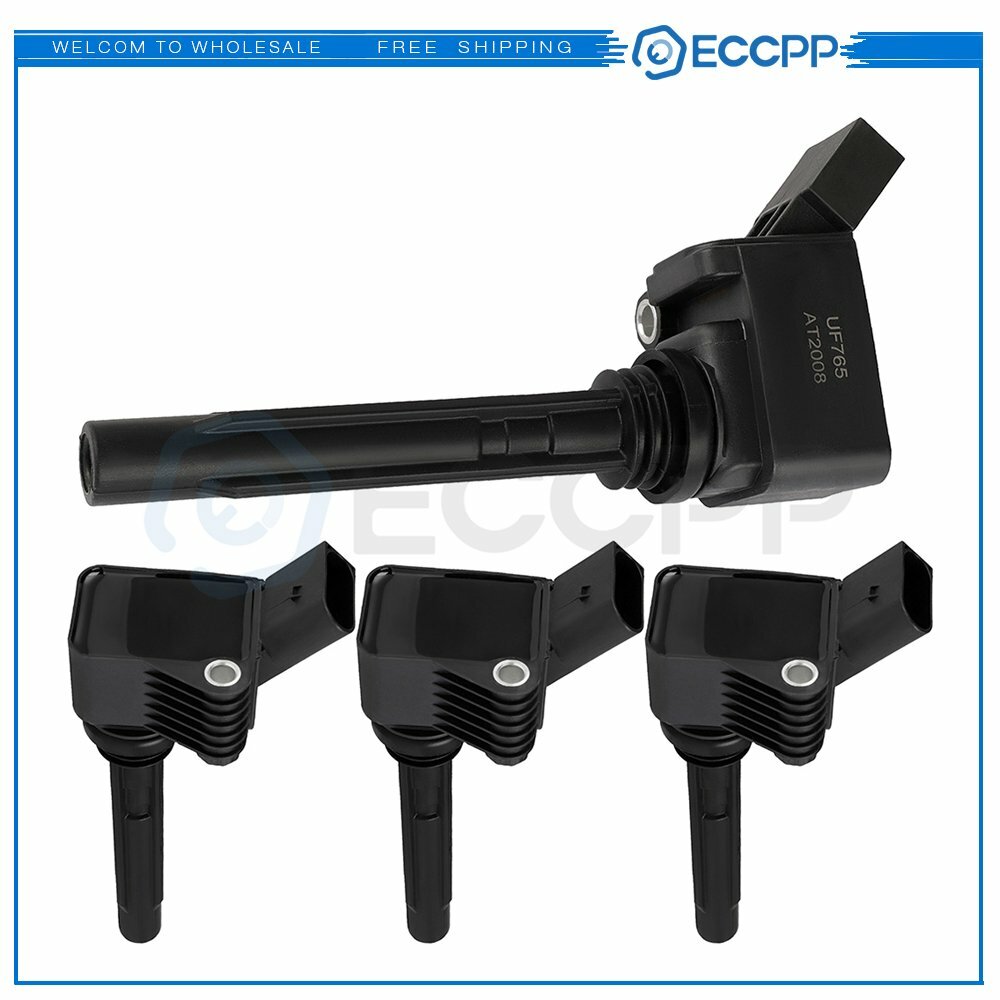 4× UF765 Ignition Coil For VW Jetta Passat Golf Beetle 1.8L 2.0L Audi A3 Q3 6B93BC-57
