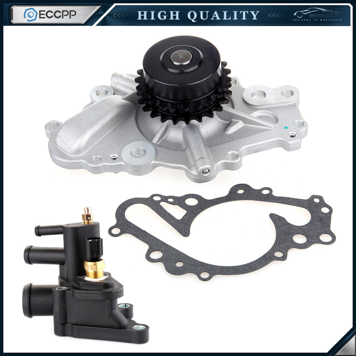 Water Pump Thermostat For Chrysler Sebring Dodge Stratus 2.7L 2001-2006 6B93BC-57