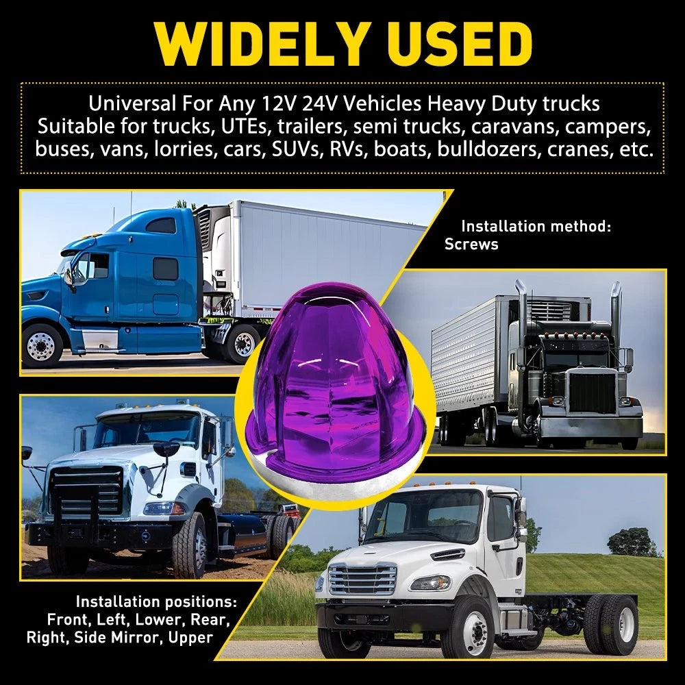 2x Purple LED Watermelon Marker Light Chrome Housings Waterproof Sealed 12-24V A 6B93BC-57