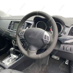 Black Leather Steering Wheel Stitch on Wrap Cover For Mitsubishi Outlander