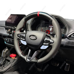 3D Carbon Fiber&Leather Steering Wheel Stitch on Wrap Cover For Hyundai Veloster