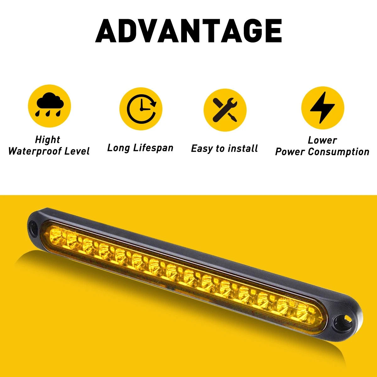 2X LED Amber Strip Truck Trailer Stop Tail Flowing Turn Signal Brake Light Bar 6B93BC-57