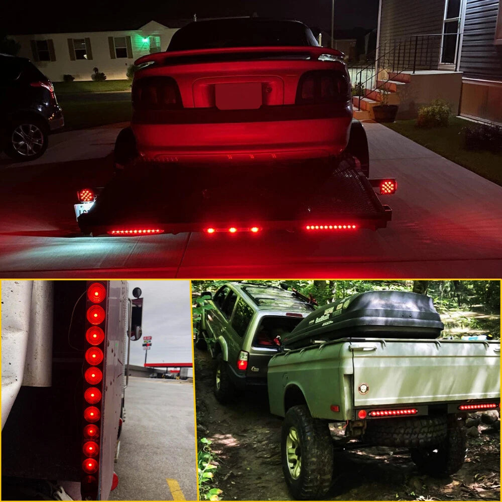 2PCS RED 15INCH LED LIGHT BAR TRAILER TRUCK STOP TURN TAIL REAR BRAKE CLEAR LENS 6B93BC-57