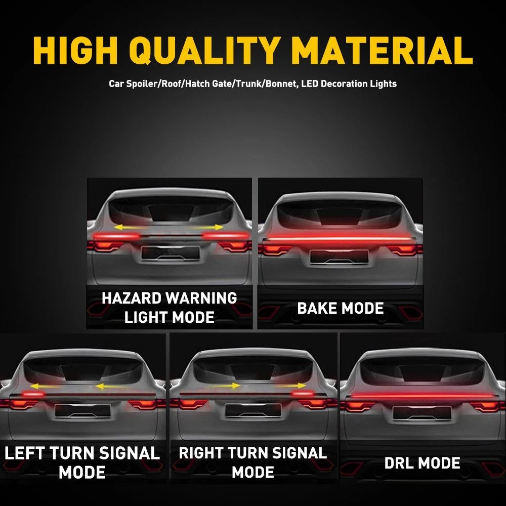 Carbon Fiber LED Car Tail Brake Light Strip Rear Lip Spoiler Trim Bright Durable 6B93BC-57