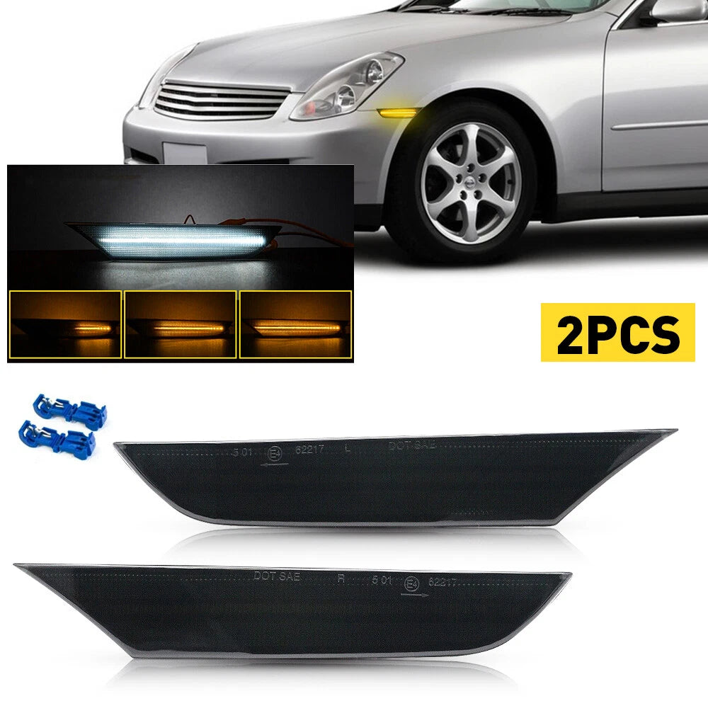 Smoked LED Bumper Side Lights Marker For 2003-2006 Infiniti Base G35 X Sedan 4DR 6B93BC-57