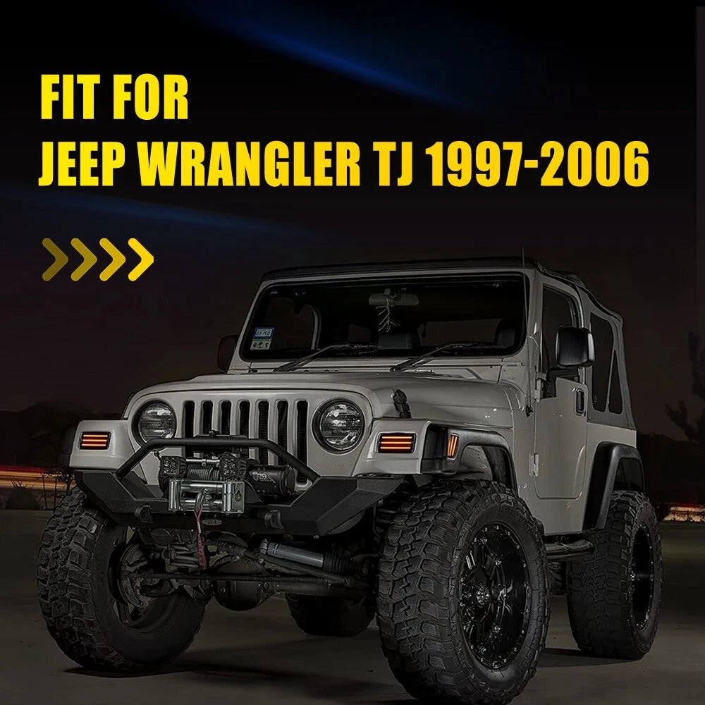 For Jeep Wrangler TJ 1997-06 Smoked LED Bumper Signal Front Side Marker Lights A 6B93BC-57