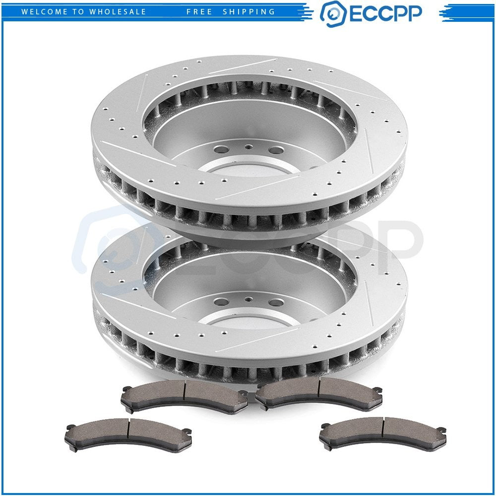 Front Brake Rotors Metallic Pads For 01-10 GMC Sierra 2500 3500 Chevy Silverado