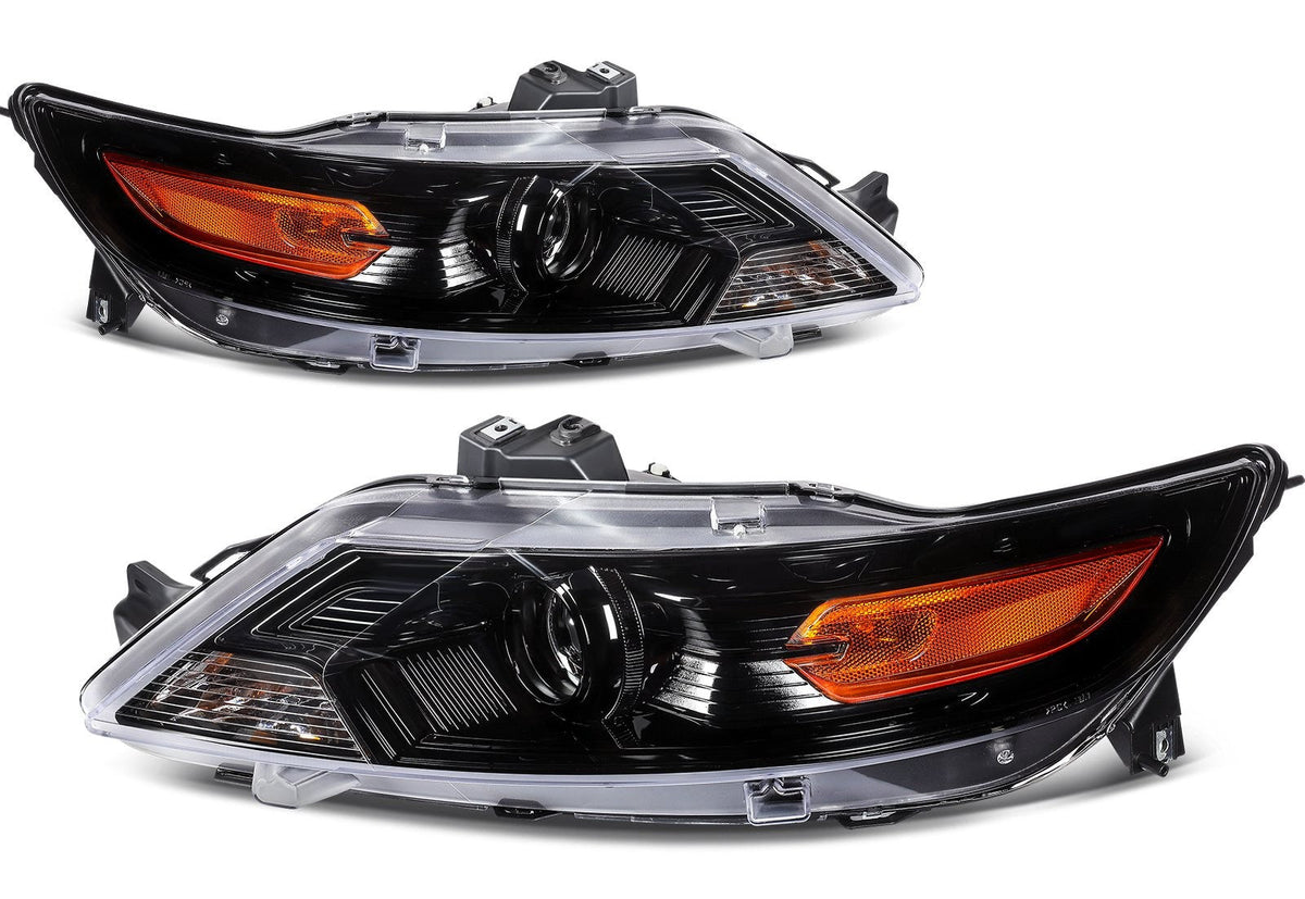 Pair Set Headlight Assembly For 2010-2012 Ford Taurus 3.5L Black w/Projector KOEEP