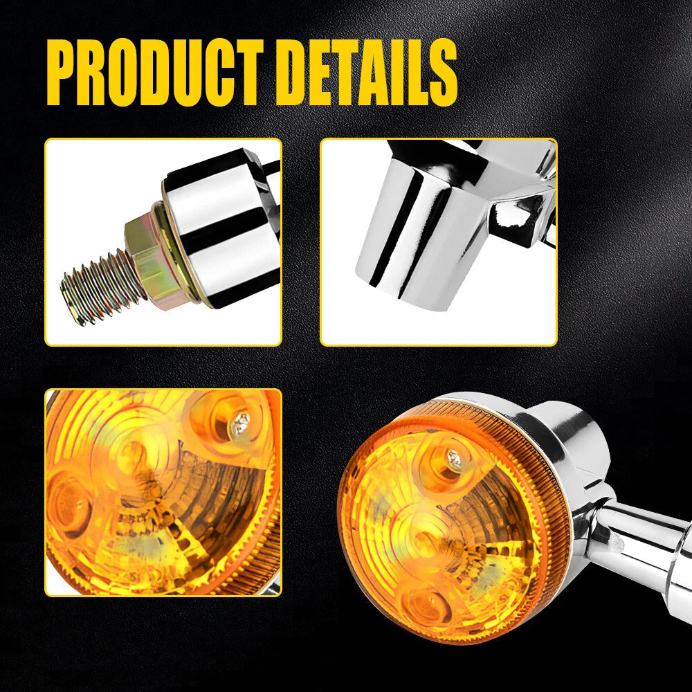 4PCS 10mm Amber Yellow Motorcycle Motorbike Turn Signal Indicator DRL Light EOA 6B93BC-57