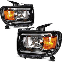 Pair Kit Headlights Assembly For 2015-2022 GMC Canyon 2.5L 2.8L 3.6L Black Amber 6B93BC-57