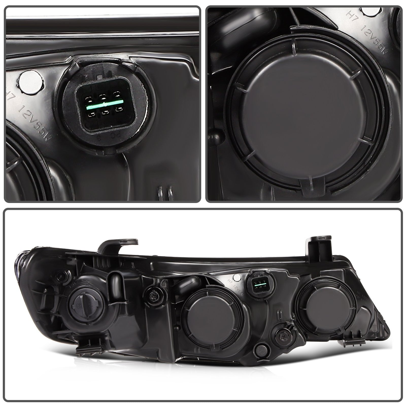 Pair Halogon Headlights Assembly For 2010-2013 Kia Forte 2.0L 2.4L Black Amber 6B93BC-57