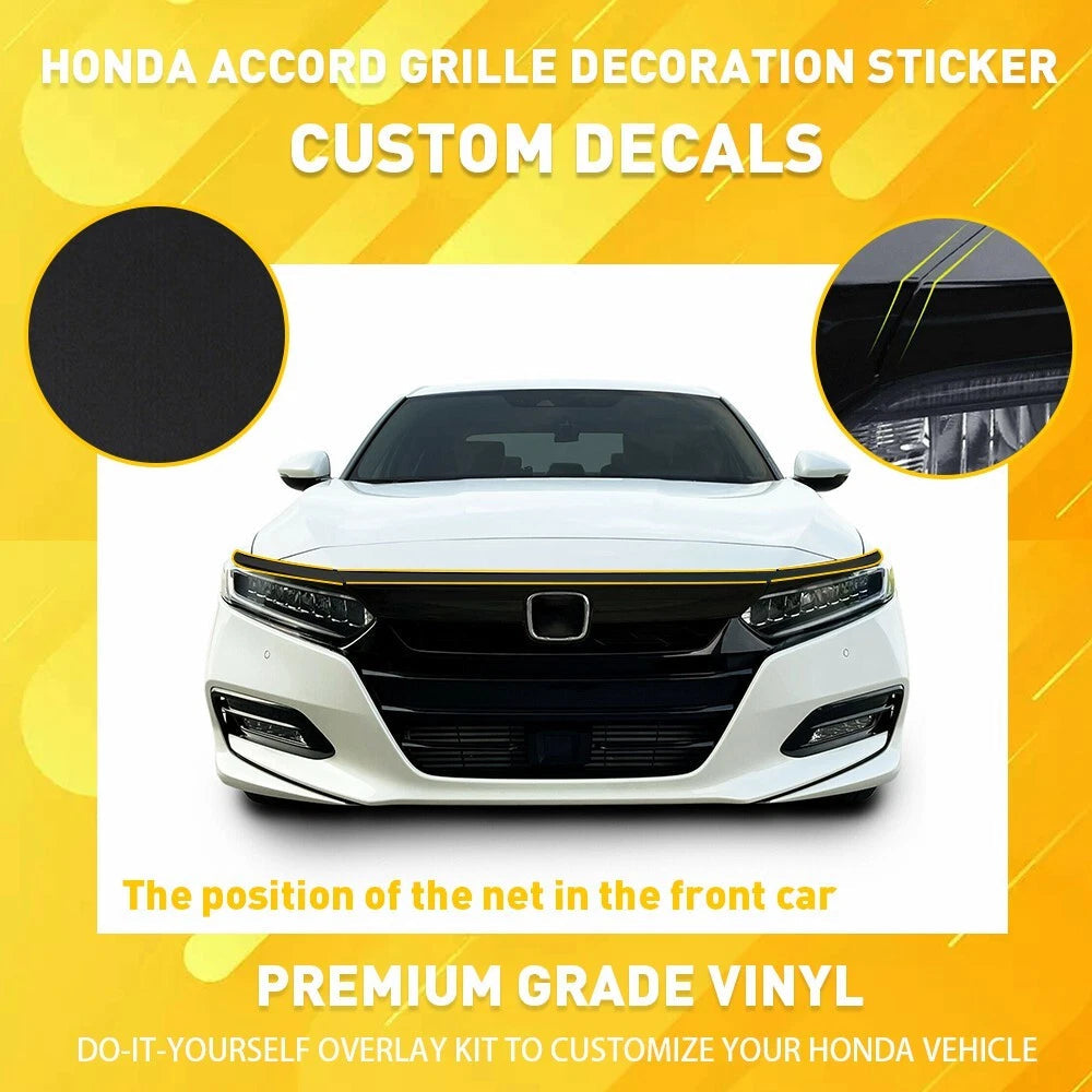 Front Grill Trim Chrome Delete Blackout Overlay for 2018-2020 Honda Accord Sedan 6B93BC-57
