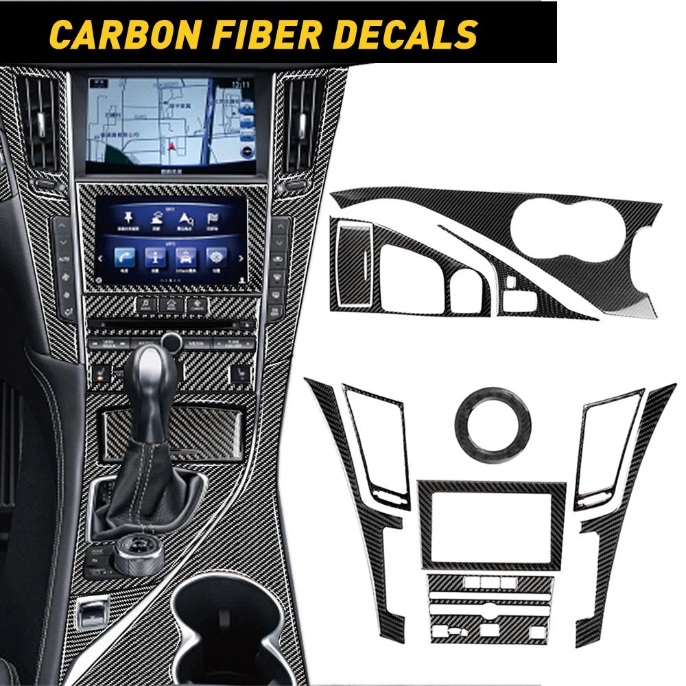 11x Carbon Fiber Full Interior Kit Cover Trim For Infiniti Q50 Q60 2014-19 USEOA 6B93BC-57