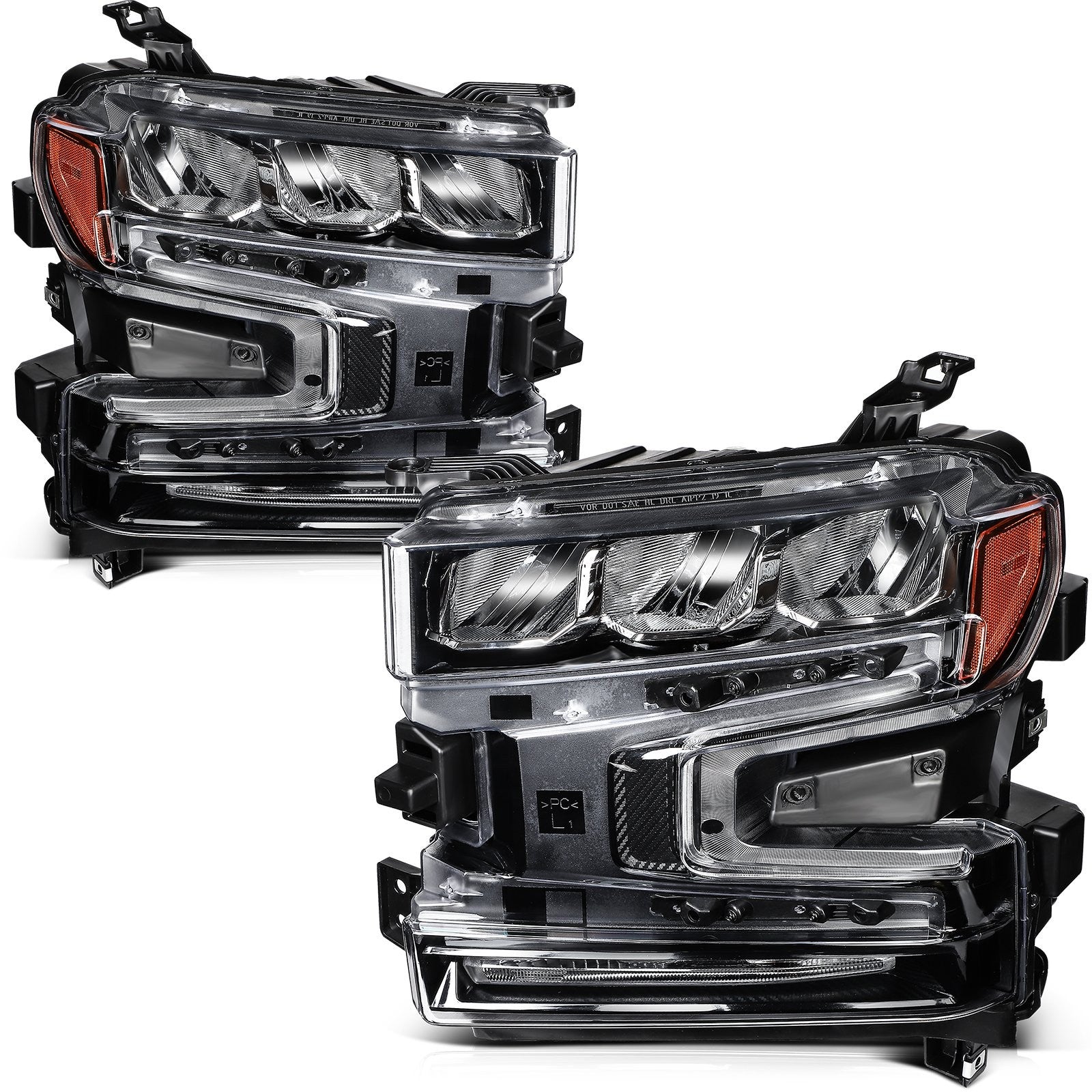 ECCPP Headlights Assembly For Chevrolet Silverado 1500 2019-2021 Pair Black 6B93BC-57