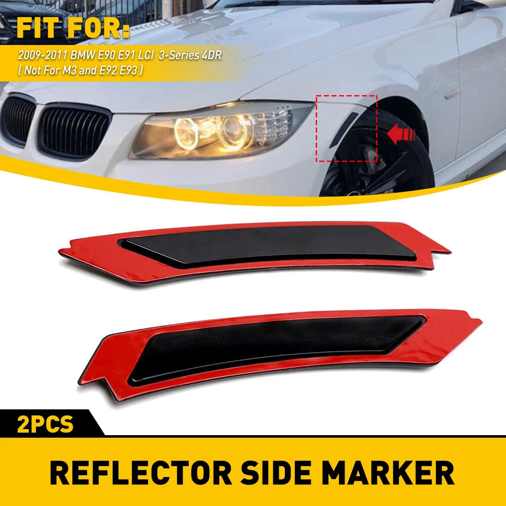 FOR 2009-2011 BMW E90 E91 LCI SEDAN SMOKE SIDE MARKER LAMPS BUMPER REFLECTOR 2PC 6B93BC-57