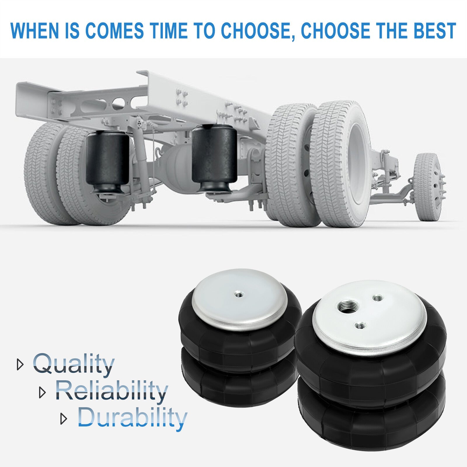 Pair Air Suspension Air Springs 2500lb For Firestone 255C 1/2"NPT 3/8"-16UNC 6B93BC-57