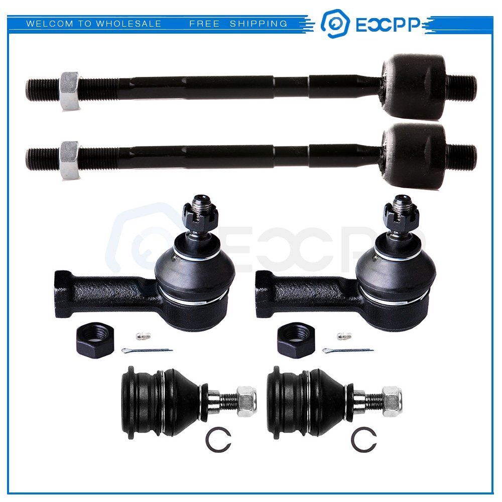 6Pcs Front Inner Outer Tie Rods Upper Ball Joints For 1995-99 Mitsubishi Eclipse 6B93BC-57