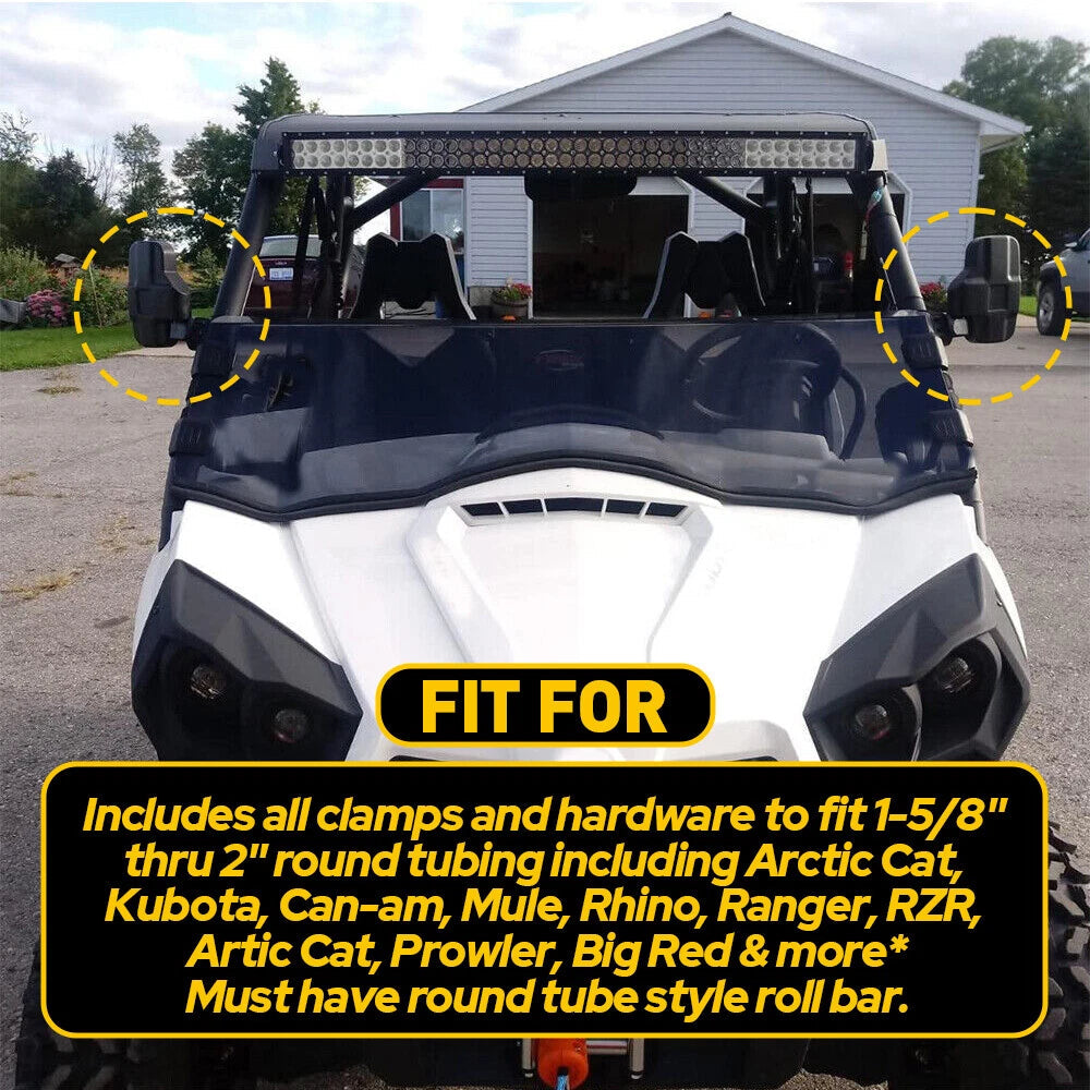 UTV Rear View Mirror Side Set Mirrors Roll Cage Clamp 1.75"-2" For Polaris RZR 6B93BC-57