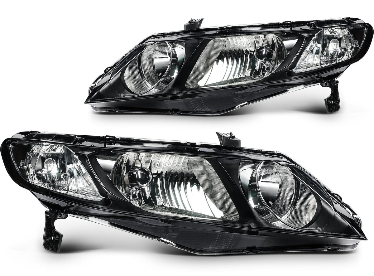 ECCPP Headlights Assembly For Honda Civic 1.8L 2.0L 2006-2011 Pair Kit Black 6B93BC-57
