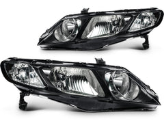 ECCPP Headlights Assembly For Honda Civic 1.8L 2.0L 2006-2011 Pair Kit Black 6B93BC-57