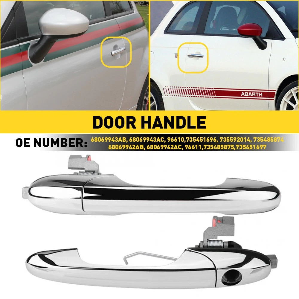 Exterior Door Handle Front Driver and Passenger Hand Side for Fiat 500 Pair 6B93BC-57