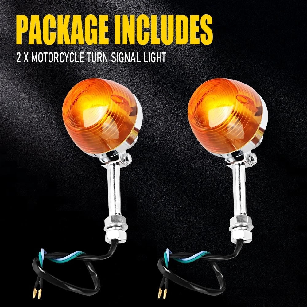 2PC Motorcycle Turn Signal Indicator Amber Blinker Light Mini Lamp Universal EOA 6B93BC-57