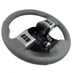 Light Gray &Hole Leather Steering Wheel Stitch on Wrap Cover For Nissan Frontier