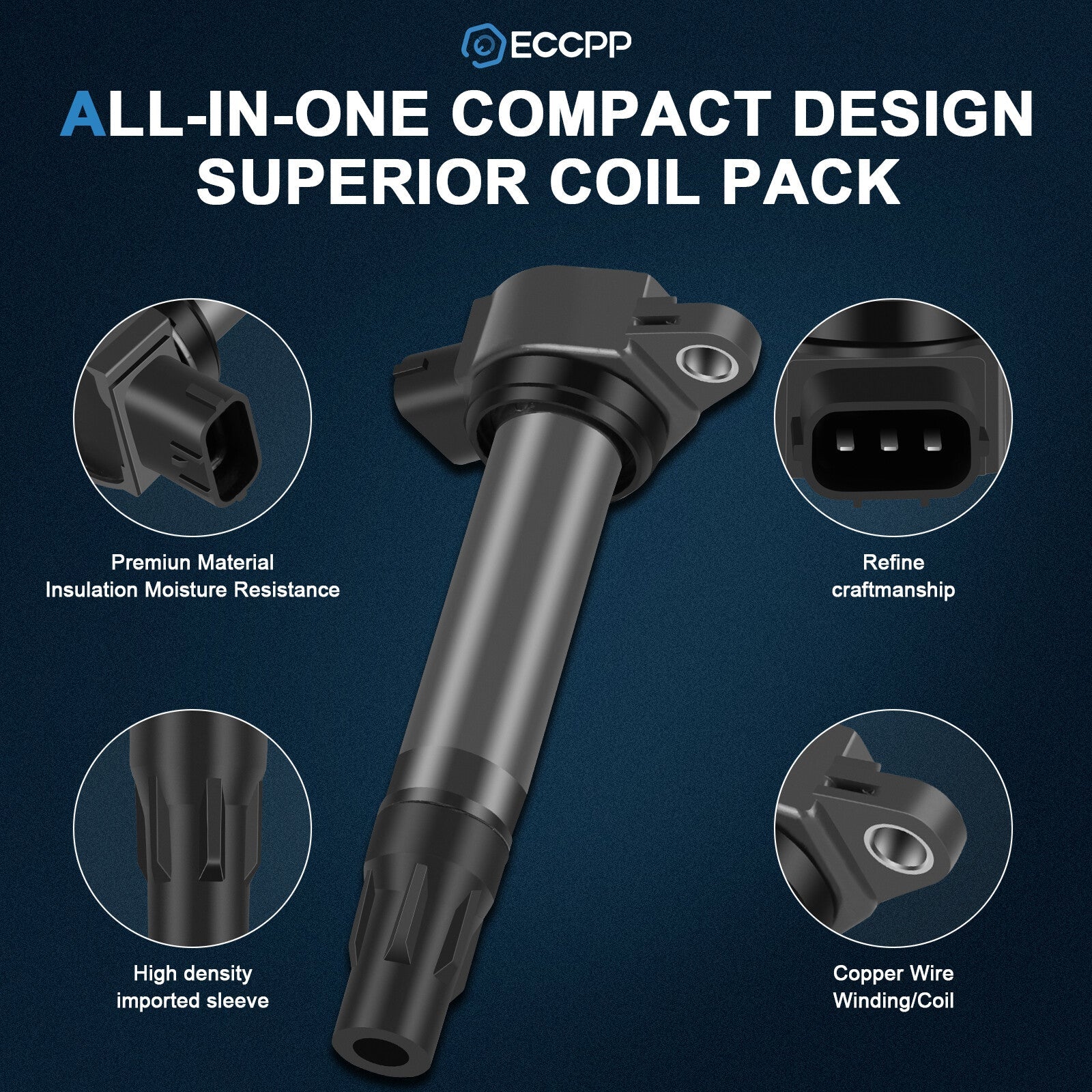 ECCPP 4 Ignition Coils For 09-17 Lancer 2.4L 07-16 Outlander 3.0L ECCPP