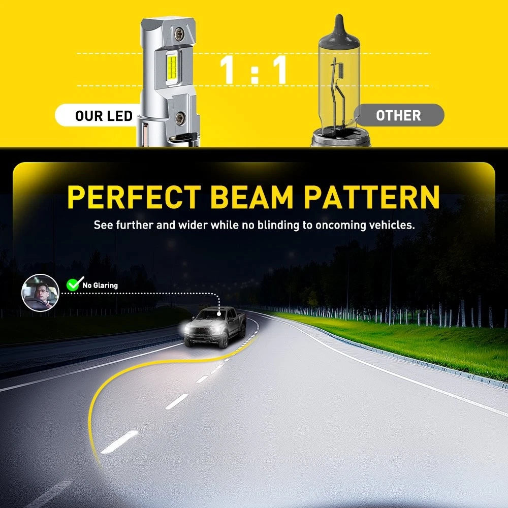 2X AUXITO H7 LED Headlight Bulb Kit High Low Beam 6500K Super White 30000LM M6S AUXITO
