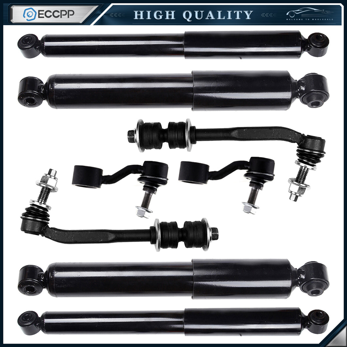 For 2004-09 Dodge Durango Chrysler Aspen Front & Rear Absorber Shocks + Sway Bar
