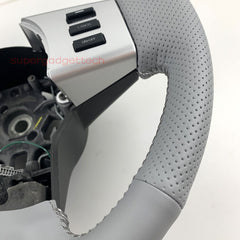 Light Gray &Hole Leather Steering Wheel Stitch on Wrap Cover For Nissan Frontier