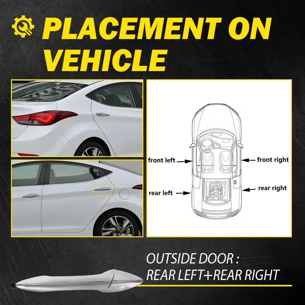 2pcs Exterior Rear Left Right Side Door Handle For 2011-2016 Hyundai Elantra EOA 6B93BC-57