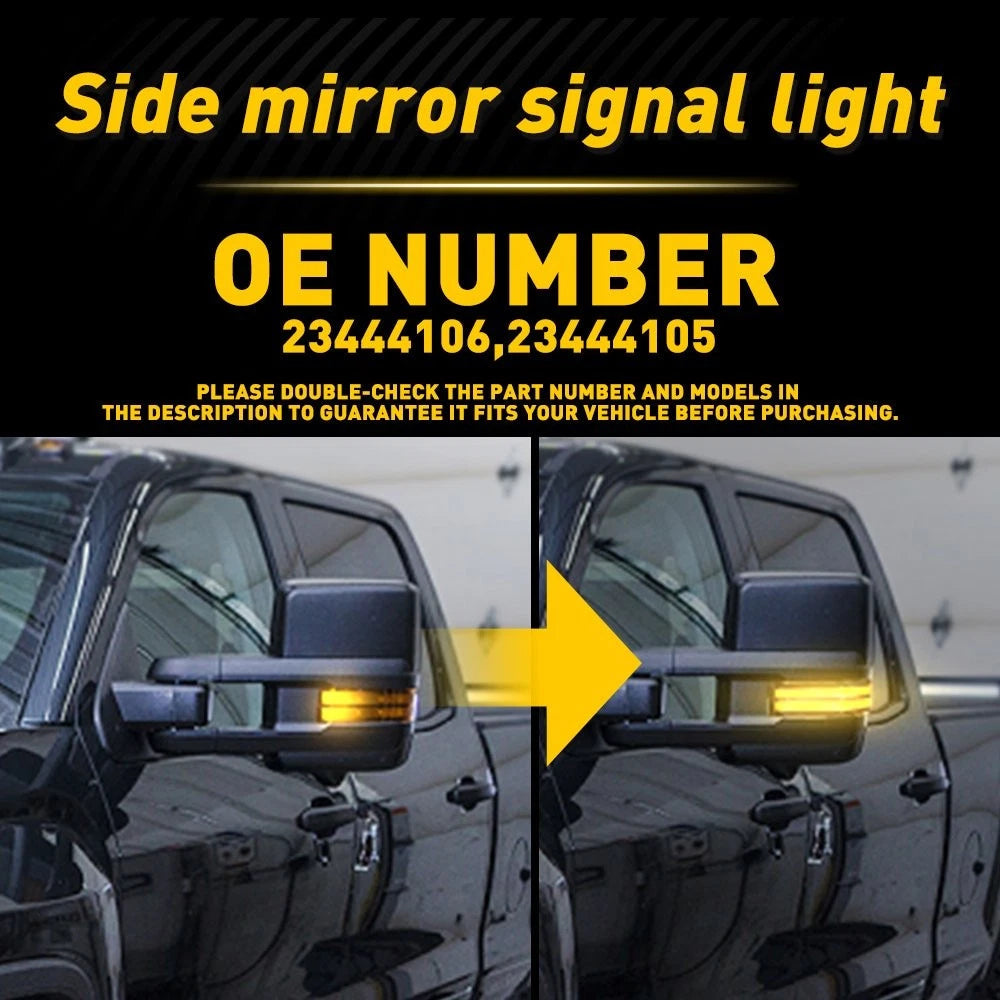 For 15-19 Chevy Silverado GMC Sierra Amber Side Mirror Sequential Signal Light A 6B93BC-57